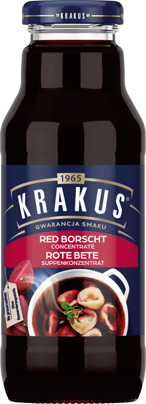 Soup concentrate in glass bottle