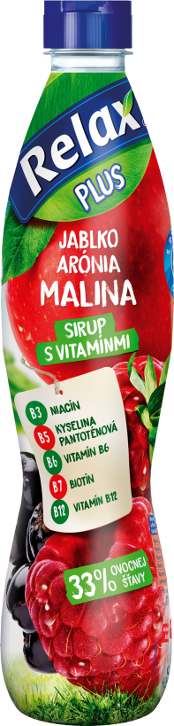 Relax ovocný sirup jablko-arónia-MALINA 33% 0,7L PET