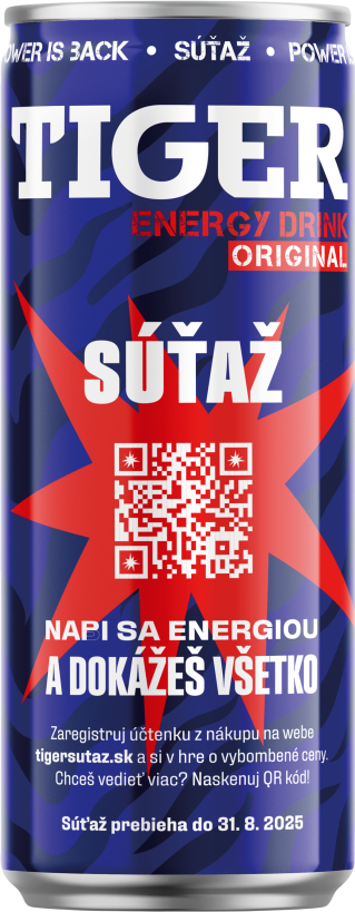 Tiger energy drink 0,25L plech - súťaž 2025