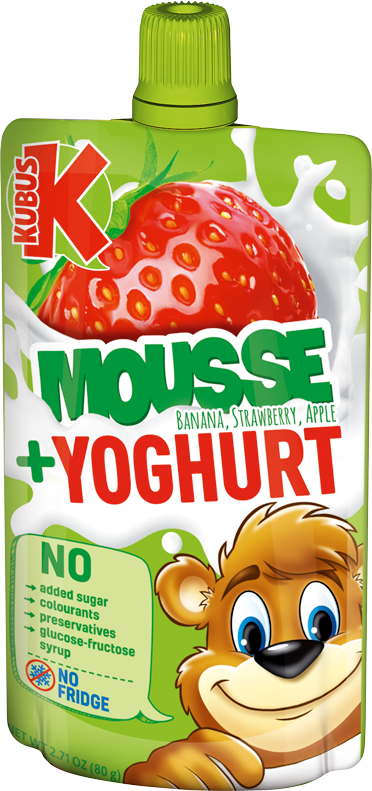 KUBUŚ 80 g mousse strawberry-apple-banana + natural yoghurt