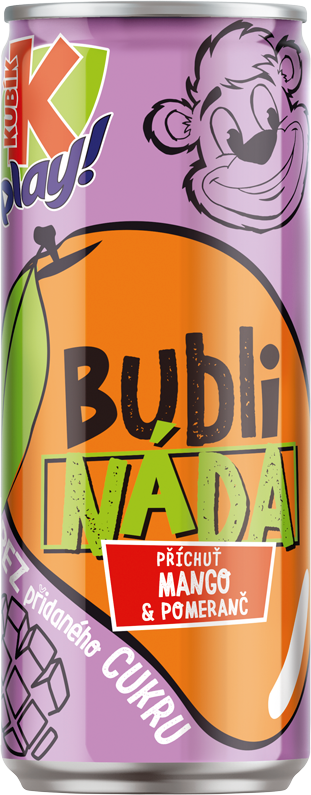  KUBÍK Play! Bublináda mango - pomeranč  0,25L plechovka