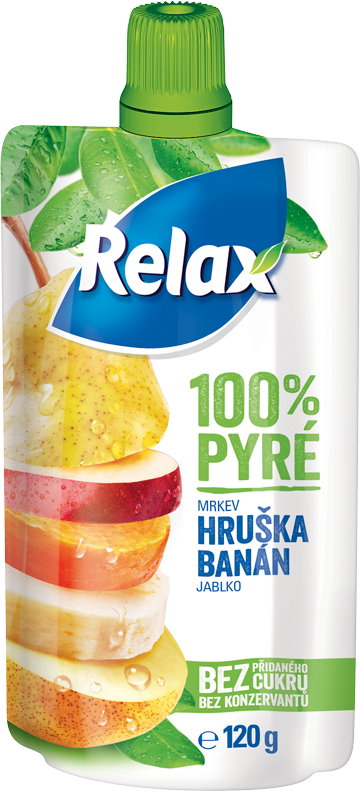 Relax 100% pyré Mrkev-HRUŠKA-BANÁN-jablko 120g