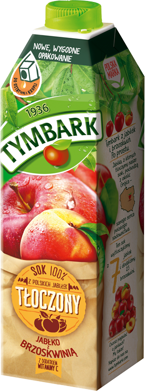 TYMBARK 1 L apple-peach NFC juice 100% - Maspex.com
